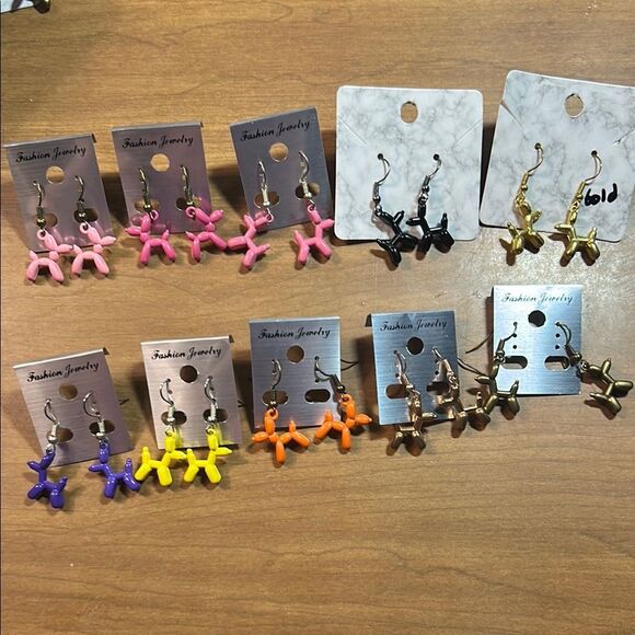 Pink and Black Balloon Earrings Collection - Picture 1 of 4